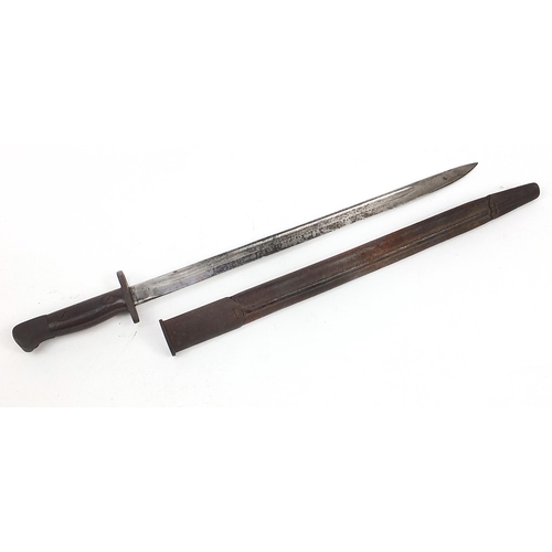 1608 - Military interest 1907 pattern bayonet with scabbard by Wilkinson, 57cm in length