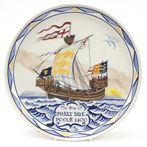 373 - Poole Pottery plate commemorating The Ship of Harry Paye, 32cm in diameter