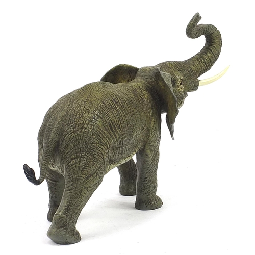 476 - Large cold painted bronze elephant in the style of Franz Xavier Bergmann, 33cm in length