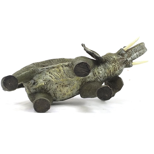 476 - Large cold painted bronze elephant in the style of Franz Xavier Bergmann, 33cm in length