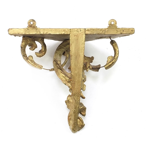 1092 - Giltwood clock bracket, 32cm H x 37cm W x 20.5cm D