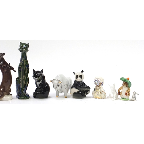 531 - Collectable China animals, figures and vases including Russian USSR animals, Poole vase and Beswick ... 