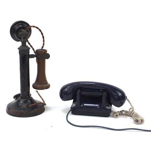 663 - Vintage candlestick telephone and 1977 Silver Jubilee telephone, the largest 31cm high