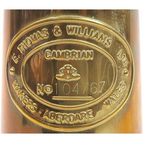 626 - E Thomas & Williams brass miner's lamp numbered 104767, with certificate, 35cm high