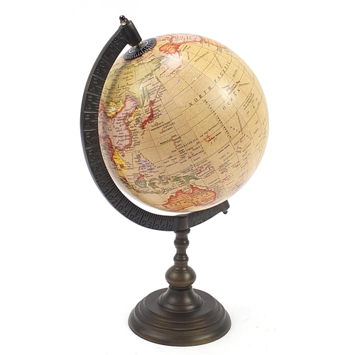 635 - Rotating table globe with bronzed metal stand, 45cm high