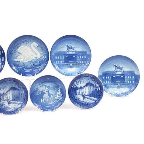 657 - Nine Royal Copenhagen Christmas and Special Day plates, the largest 23cm in diameter