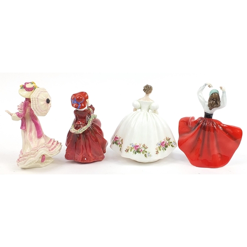 547 - Four Royal Doulton figurines comprising Top o' the Hill HN1834, Samantha HN3304, Karen 3270 and Spri... 