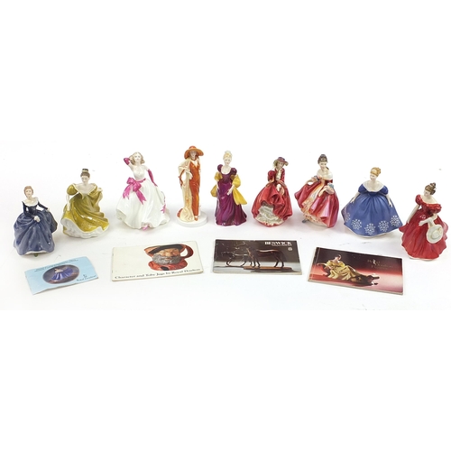 534 - Nine collectable figurines including Royal Doulton and Coalport, the largest 20cm high