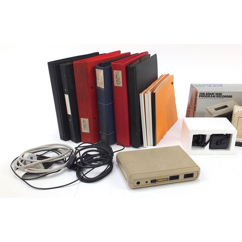 1495 - Atari computer accessories, discs and manuals including 1010 programme recorder and touch tablet