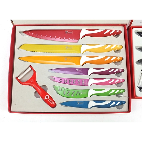 1298 - Two as new kitchen knife sets with boxes comprising seven piece Royalty Line and five piece Waltmann... 