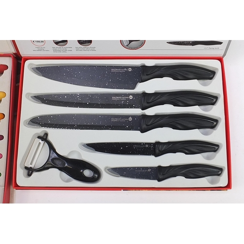 1298 - Two as new kitchen knife sets with boxes comprising seven piece Royalty Line and five piece Waltmann... 