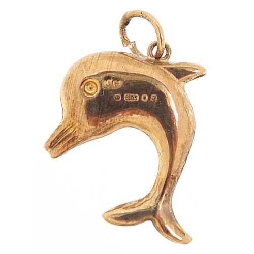 2078 - 9ct gold dolphin charm, 1.5cm high, 0.7g