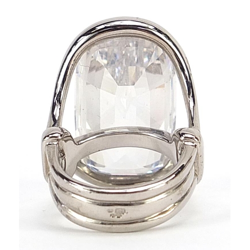 2162 - Daniel Swarovski crystal silver ring with box, size L, 21.2g