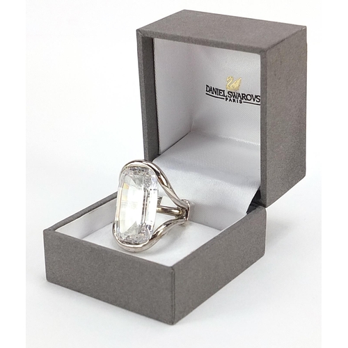 2162 - Daniel Swarovski crystal silver ring with box, size L, 21.2g