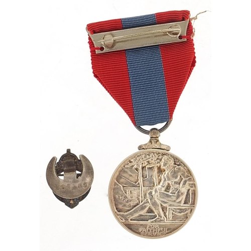 1526 - Military interest Elizabeth II Faithful Service medal and TA lapel, the Faithful Service medal award... 