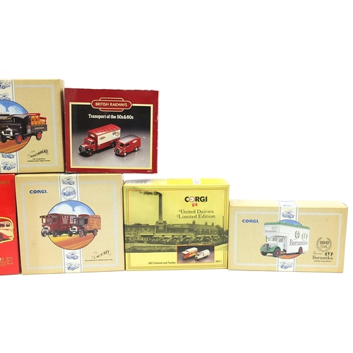 1455 - Seven Corgi diecast vehicle sets with boxes including numbers 97754, 97755 and 97765