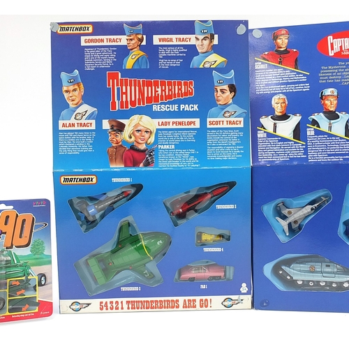 1499 - Three vintage toys comprising Joe 90 Jet Air car, Captain Scarlet Spectrum Command Team and Thunderb... 