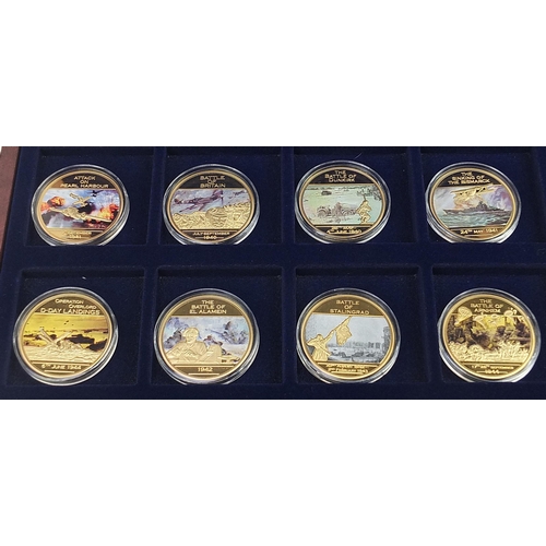 460 - Set of twelve World War II proof commemorative coins by The Windsor Mint with box and certificate nu... 