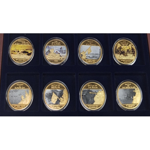 460 - Set of twelve World War II proof commemorative coins by The Windsor Mint with box and certificate nu... 