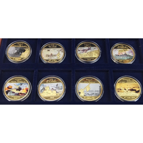 459 - Set of twelve World War II proof commemorative coins  by The Windsor Mint with box and certificate n... 