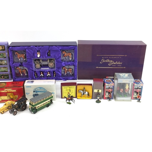 1497 - Collector's vehicles, Britains figures and Coronation coaches with boxes including Queen Elizabeth I... 