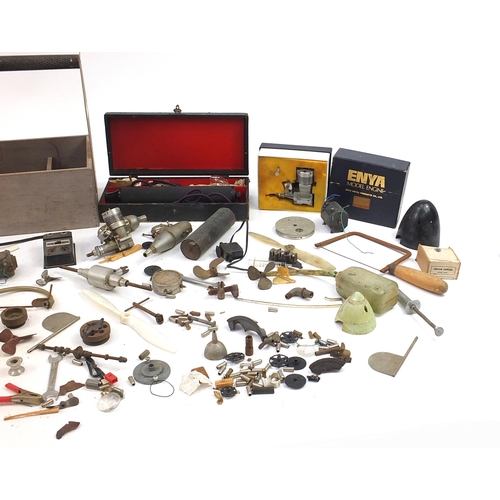 1023 - Model aircraft engines and accessories including an Enya model 7033 engine with box