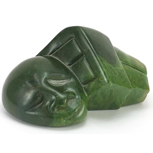 103 - E Chiwaridzo, Zimbabwean carved green stone figural sculpture, 18.5cm high