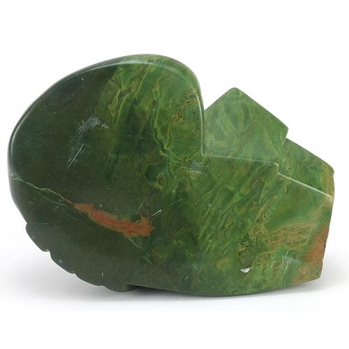 103 - E Chiwaridzo, Zimbabwean carved green stone figural sculpture, 18.5cm high