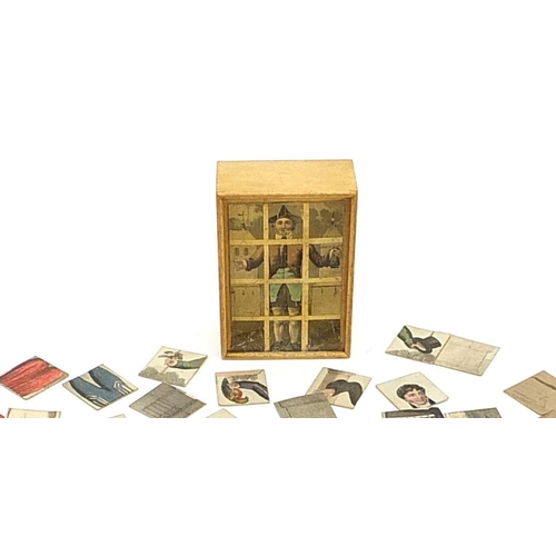 1473 - R Ackermann, Endless Metamorphoses puzzle consisting of twelve subjects with wooden box, 10cm in len... 