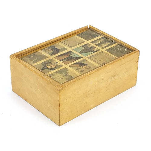 1473 - R Ackermann, Endless Metamorphoses puzzle consisting of twelve subjects with wooden box, 10cm in len... 