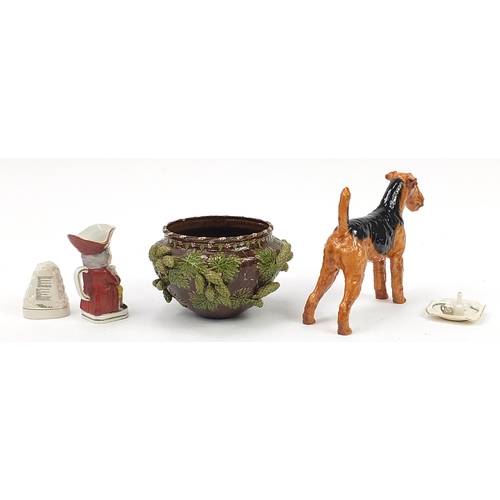 1099 - Collectable china including Royal Doulton dog HN1022, Royal Doulton Chivalry plate and a Rye Pottery... 