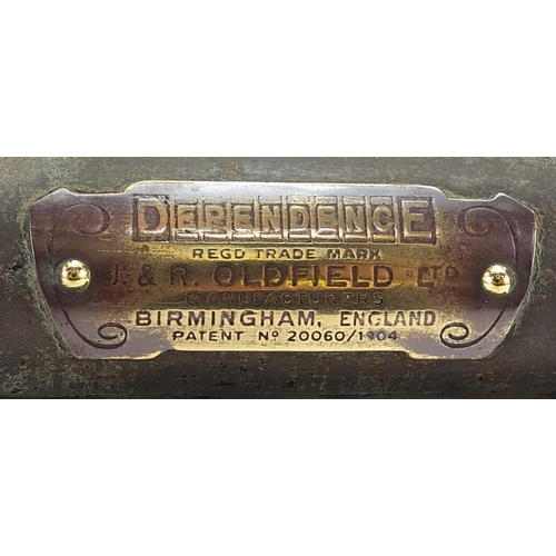 411 - Vintage Dependence railway rear oil lamp by J & R Oldfield, 23.5cm high