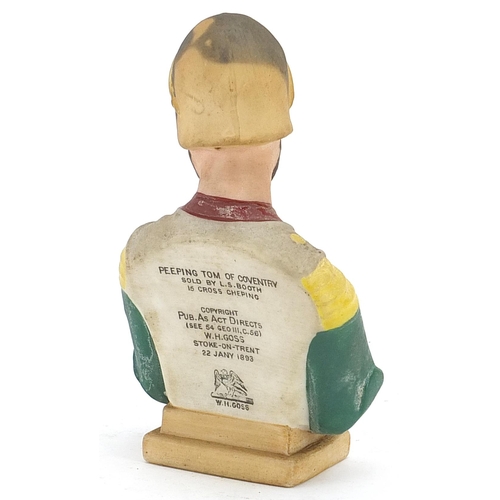 967 - W H Goss bust of Peeping Tom of Coventry sold by L S Booth, 11.5cm high