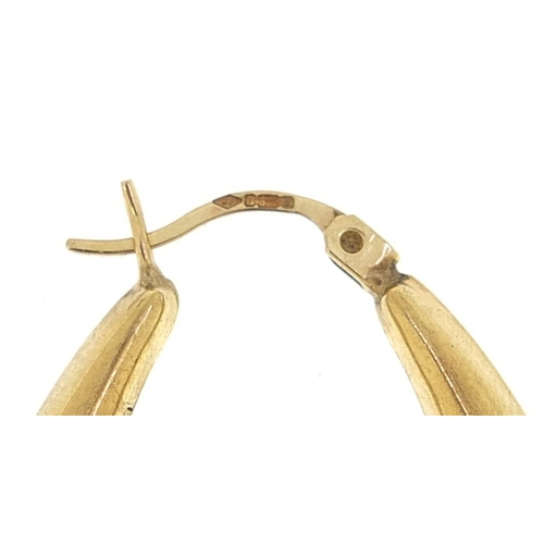 2022 - Pair of 9ct gold hoop earrings, 3.5cm high, 3.7g