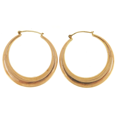 2018 - Pair of 9ct gold hoop earrings, 3.5cm in diameter, 3.7g