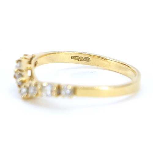 1892 - 18ct gold clear stone herringbone ring 1.9g and a 9ct gold cubic zirconia solitaire ring 1.6g, sizes... 