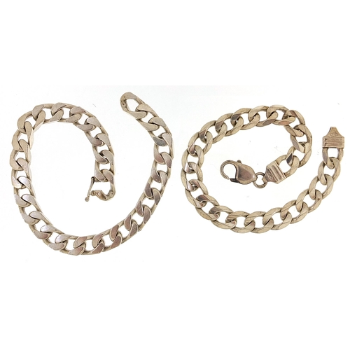 2095 - Two silver curb link bracelets, the largest 22cm in length, 63.6g