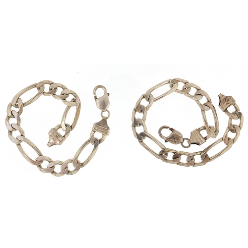 2095 - Two silver curb link bracelets, the largest 22cm in length, 63.6g