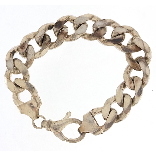 2020 - Heavy silver curb link bracelet, 23cm in length, 101.6g