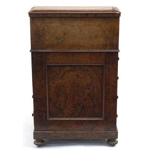 850 - Victorian burr walnut Davenport with a fitted interior, tooled leather insert and letter rack, 95cm ... 