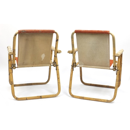 868 - Pair of vintage folding bamboo chairs, 86cm high