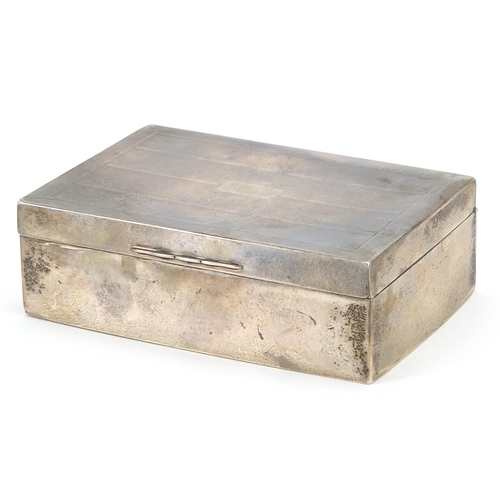 2282 - George V rectangular silver cigarette box with hinged lid, indistinct maker's mark Birmingham 1926, ... 