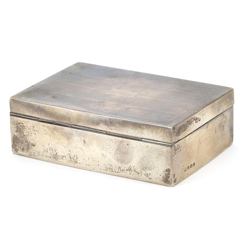 2282 - George V rectangular silver cigarette box with hinged lid, indistinct maker's mark Birmingham 1926, ... 