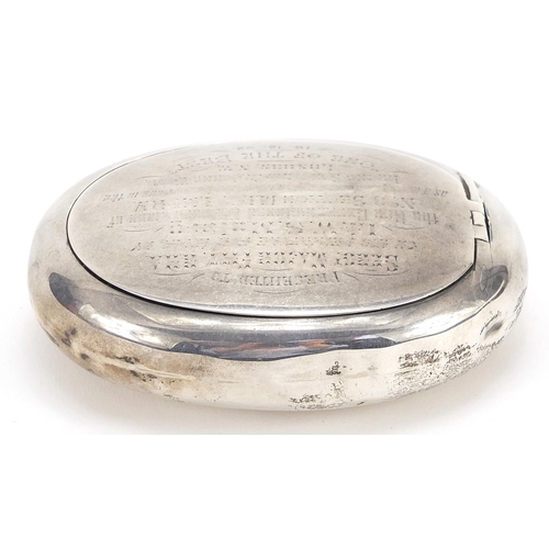 1581 - Hamilton & Inches military interest squeeze action snuff box engraved presented to Sergeant Major Fi... 