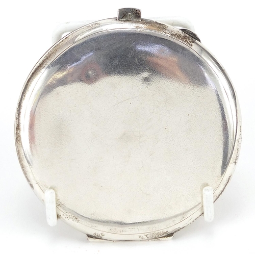 2273 - Indian sterling silver compact engraved with a map of Central Provinces, 7.5cm in diameter, 101.8g