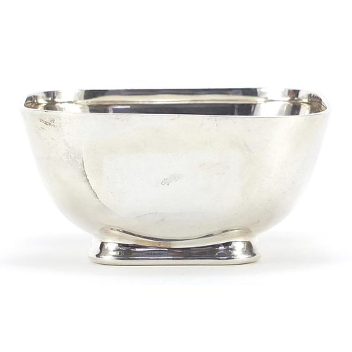 2267 - Atkin Brothers, George VI square silver footed bowl, Sheffield 1943, 9.5cm wide, 155.8g