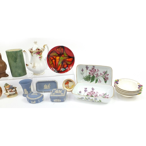 1158 - Collectable china including Clarice Cliff Wilkinson pin dish, Poole Pottery plate,  Wedgwood Jasperw... 