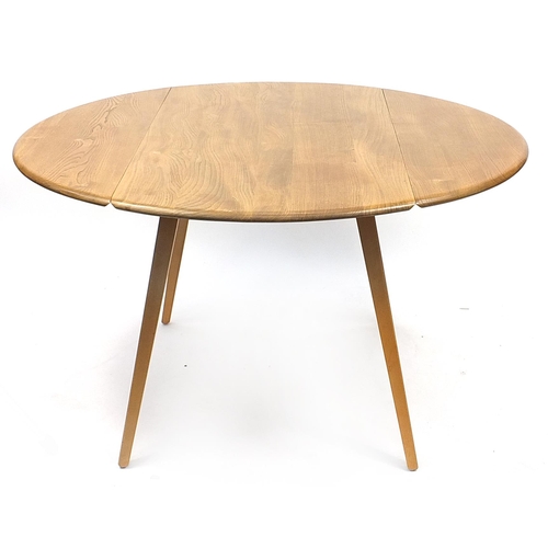 844 - Ercol light elm drop leaf dining table, 71cm H x 120cm W x 63cm D when closed