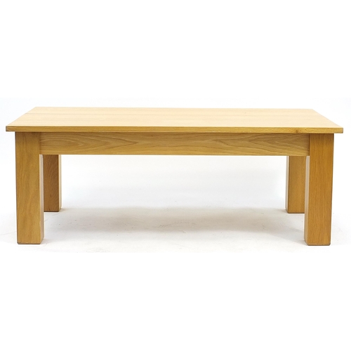 858 - Contemporary light oak coffee table, 41cm H x 110cm W x 59.5cm D