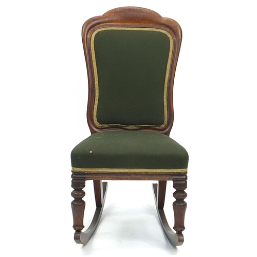 879 - Victorian mahogany rocking chair, 93.5cm high